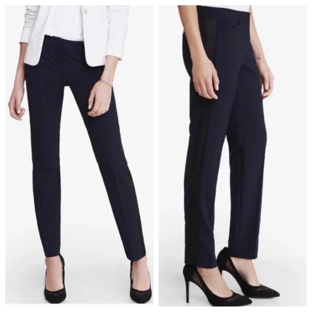 Express Navy pants with side stripe